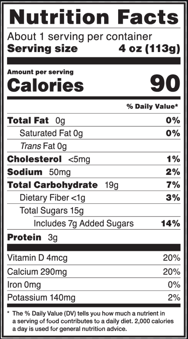 Yogurt Nutrition Fact